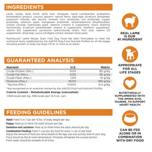 NutriSource Lamb Recipe Grain-Free Wet Dog Food Can
