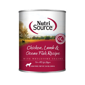 NutriSource Chicken, Lamb & Ocean Fish Recipe Wet Dog Food Can
