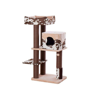 PetPals Cowboy Cat Tree, Brown Cow Print, X-Large