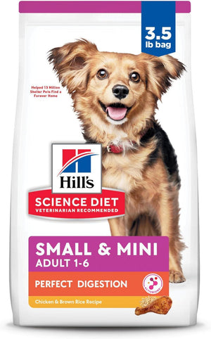 Hill's Science Diet Croquettes Adultes 1-6 ans Petite et Mini Taille Digestion Parfaite Poulet & Riz brun