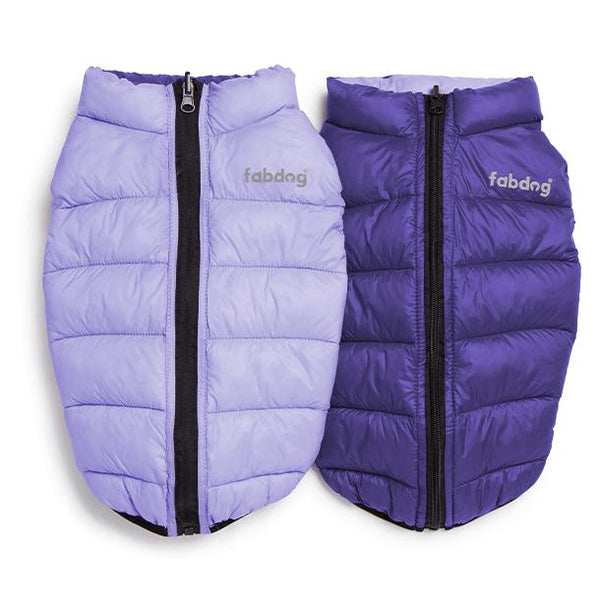 fabdog Pack N' Go Reversible Puffer Dog Coat, Lilac/Grape