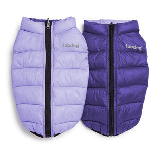 fabdog Pack N' Go Reversible Puffer Dog Coat, Lilac/Grape