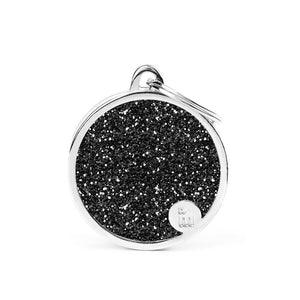 MyFamily Shine Glitter Circle Pet ID Tag, Black