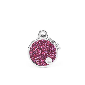 MyFamily Shine Glitter Circle Pet ID Tag, Pink
