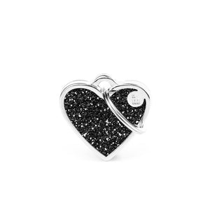 MyFamily Shine Glitter Heart Pet ID Tag, Black