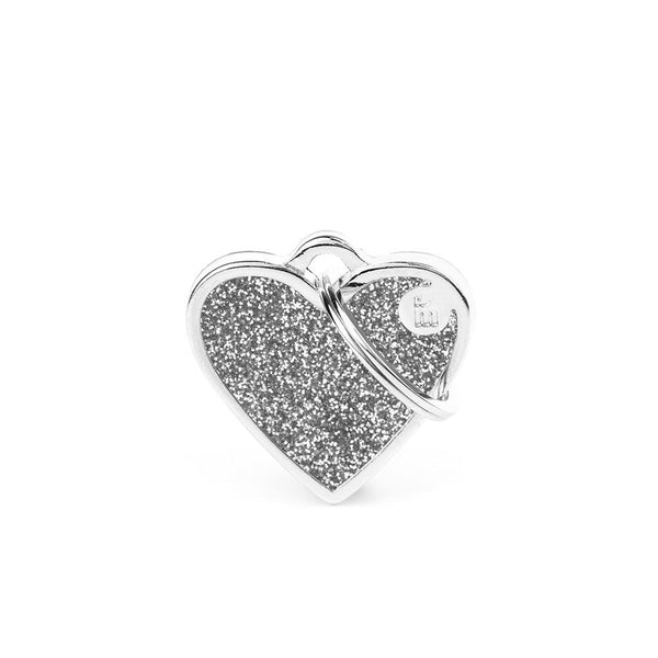 MyFamily Shine Glitter Heart Pet ID Tag, Silver