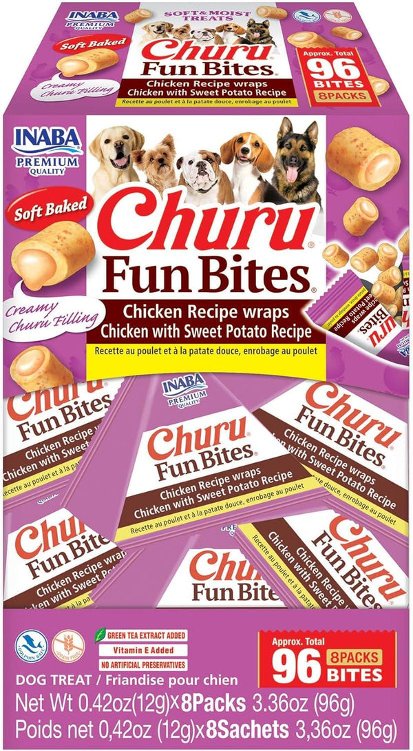 INABA Churu Fun Bites Chicken Recipe Wraps with Sweet Potato Dog Treats