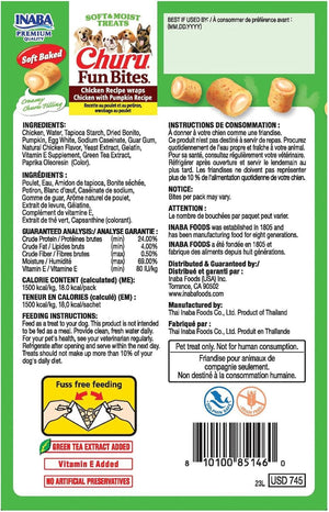 INABA Churu Fun Bites Chicken Recipe Wraps with Pumpkin Dog Treats