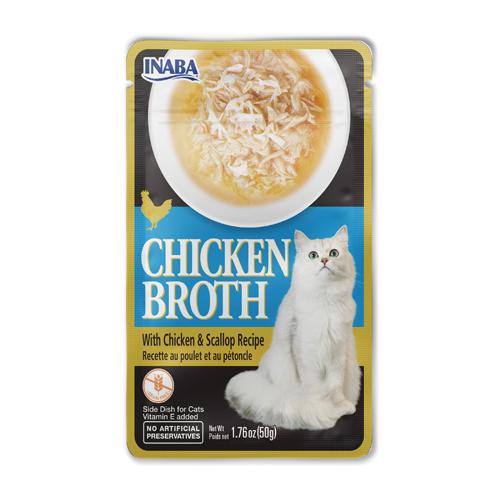 INABA Bouillon de poulet avec recette poulet & pétoncle plat d'accompagnement pour chats