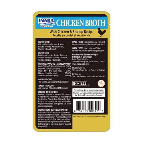 INABA Bouillon de poulet avec recette poulet & pétoncle plat d'accompagnement pour chats