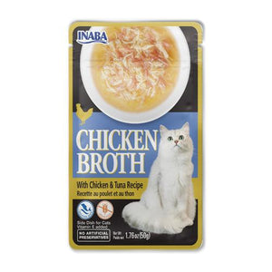 INABA Chicken Broth with Chicken & Tuna Recipe Side Dish for Cats