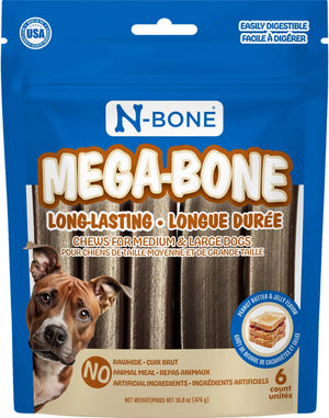 N-Bone Mega-Bone Friandises beurre de cacahuète & confiture pour chiens
