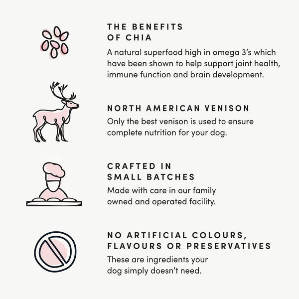 Crumps' Naturals Friandises au jerky de venaison avec graines de chia pour chiens