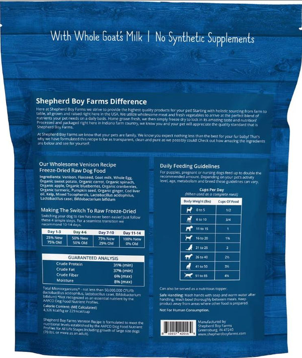 Shepherd Boy Farms Venison Freeze-Dried Dog Food