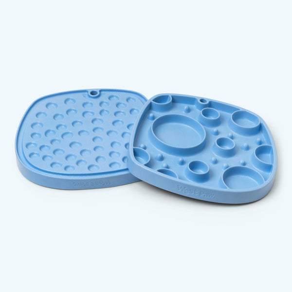 West Paw Seaflex Feast Mat Bubbles Dog Slow Feeder, Periwinkle