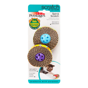 Petstages Jouet pour chat Spin & Scratch, Couleur variable