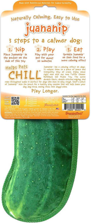 Doggijuana Tuffer Chewer Dill Pickle Refillable Juananip Dog Toy