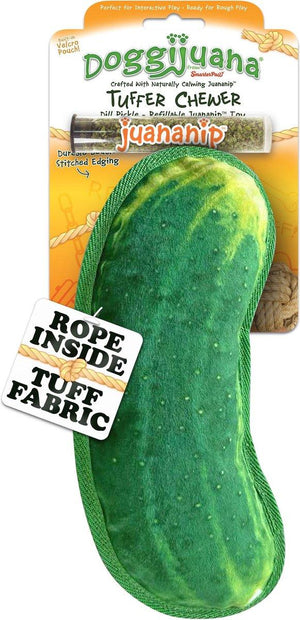 Doggijuana Tuffer Chewer Dill Pickle Refillable Juananip Dog Toy