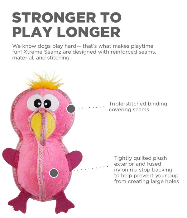 Outward Hound Xtreme Seamz Flamingo Dog Toy, Pink