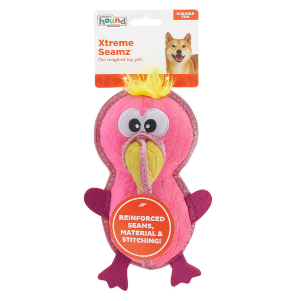 Outward Hound Xtreme Seamz Flamingo Dog Toy, Pink