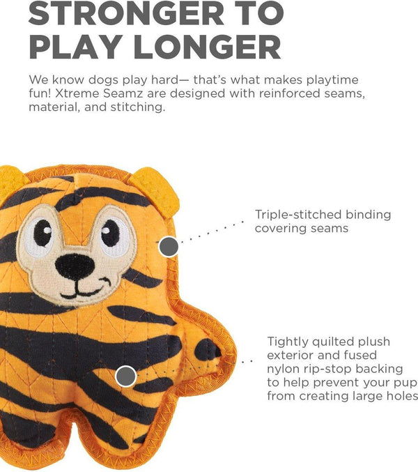 Outward Hound Xtreme Seamz Tiger Dog Toy, Orange