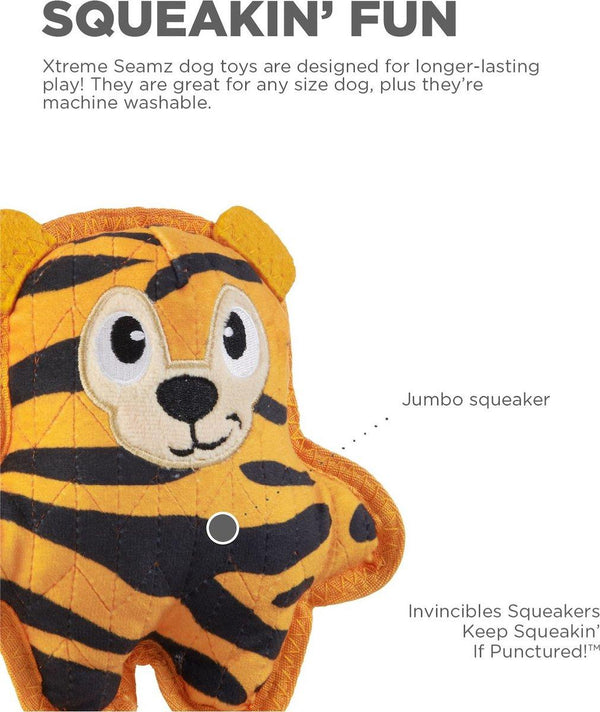 Outward Hound Xtreme Seamz Tiger Dog Toy, Orange