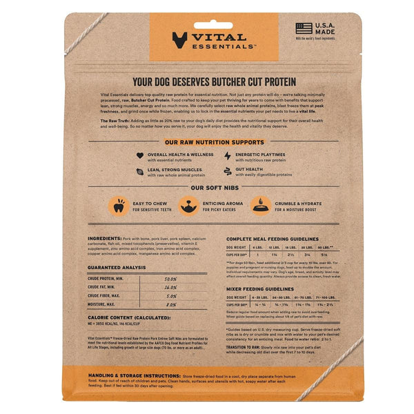 Vital Essentials Pork Entree Soft Nibs Freeze-Dried Raw Dog Food