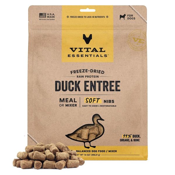 Vital Essentials Canard Entrée Soft Nibs Nourriture crue lyophilisée pour chiens