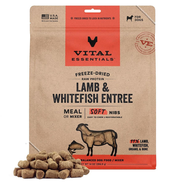 Vital Essentials Lamb & Whitefish Entree Soft Nibs Freeze-Dried Raw Dog Food