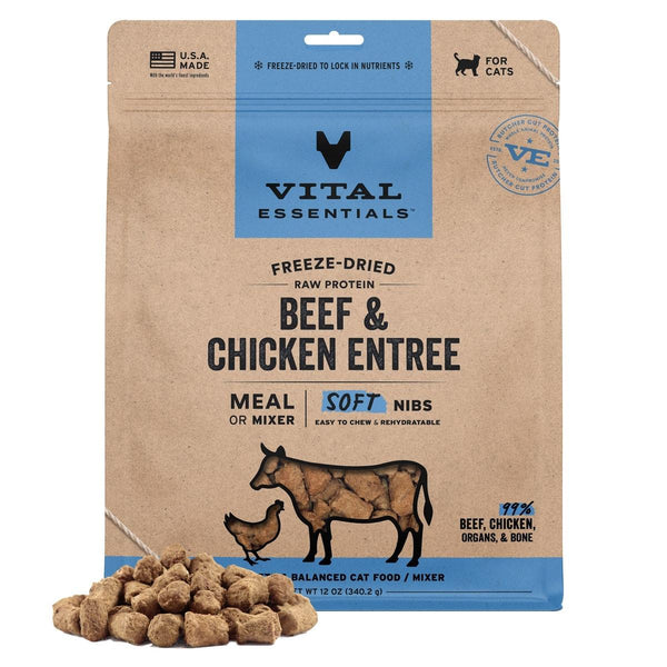 Vital Essentials Beef & Chicken Entree Soft Nibs Freeze-Dried Raw Cat Food