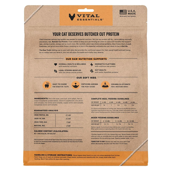 Vital Essentials Pork Entree Soft Nibs Freeze-Dried Raw Cat Food