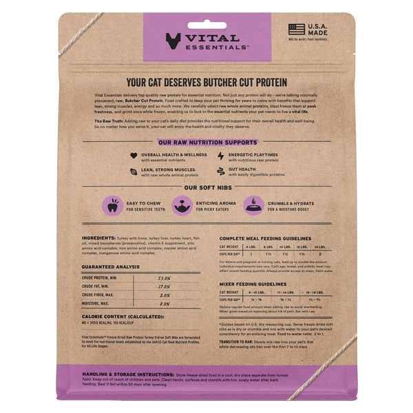 Vital Essentials Turkey Entree Soft Nibs Freeze-Dried Raw Cat Food