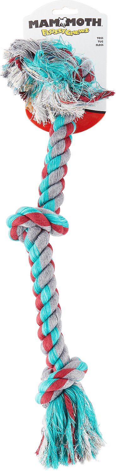 Mammoth Flossy Chews 3 Knot Rope Dog Toy, Color Varies