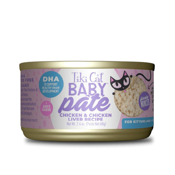 Tiki Cat Baby Pate Chicken & Chicken Liver Kitten Wet Cat Food Can