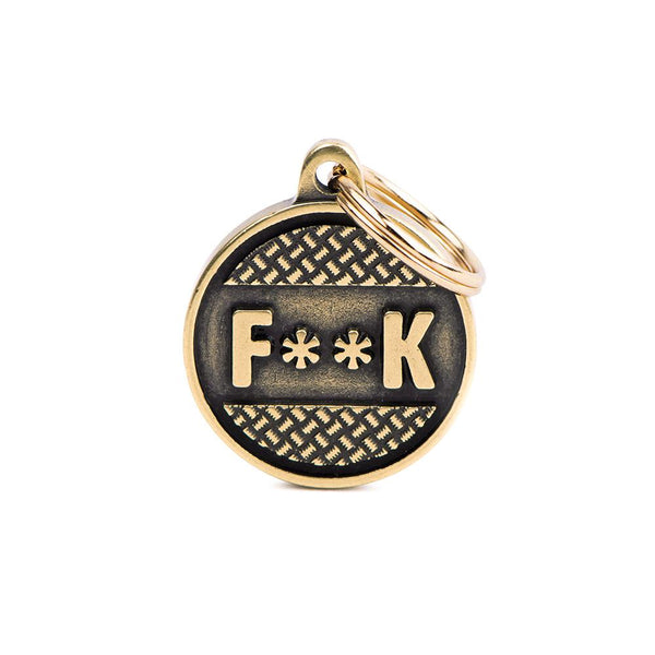 MyFamily Bronx Circle F**K English Brass Pet ID Tag