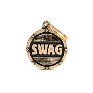 MyFamily Bronx Circle Swag English Brass Pet ID Tag