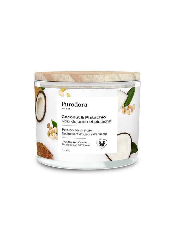 Purodora Lab 100% Soy Candle & Pet Odor Neutralizer, Coconut & Pistachio