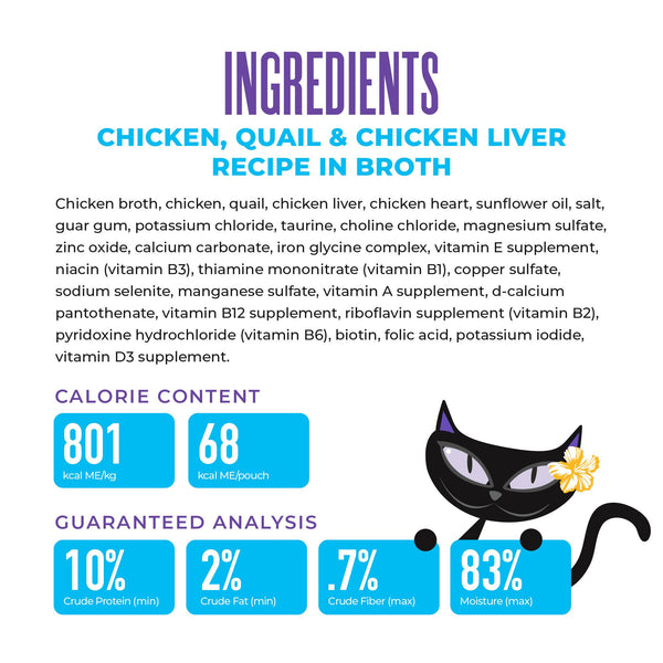 Tiki Cat After Dark Shreds Poulet, Caille & Foie de Poulet en Bouillon Nourriture humide pour chats en boîte