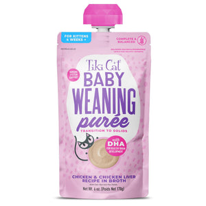 Tiki Cat Baby Weaning Puree Chicken & Chicken Liver in Broth Wet Cat Food Pouch