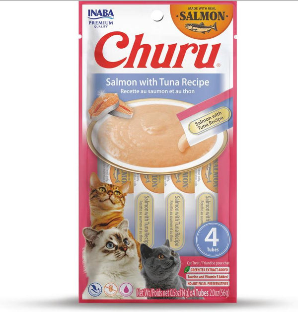 INABA Churu Salmon with Tuna Grain-Free Cat Treats, 0.5-oz