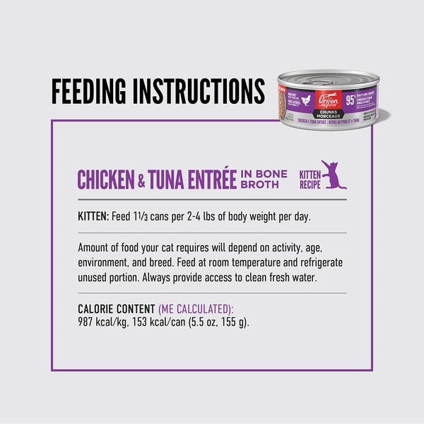 ORIJEN Chunks Chicken & Tuna Entree Kitten Wet Cat Food Can (CA)