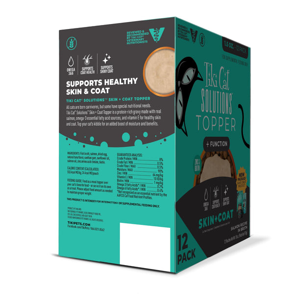 Tiki Cat Solutions Peau + Pelage Topper Saumon en Bouillon Sachets multi-portions Dinde humide pour chats