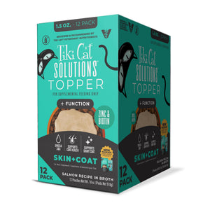 Tiki Cat Solutions Skin + Coat Topper Salmon in Broth Multi-Pack Wet Cat Food Topper Pouch