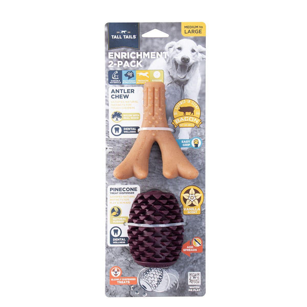 Tall Tails Enrichment Antler & Pinecone Dog Toy, Medium