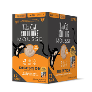 Tiki Cat Solutions Digestion Mousse Chicken & Egg in Broth Multi-Pack Wet Cat Food Pouch