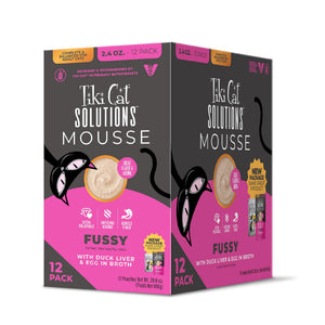 Tiki Cat Solutions Fussy Mousse with Duck Liver & Egg in Broth Multi-Pack Wet Cat Food Pouch