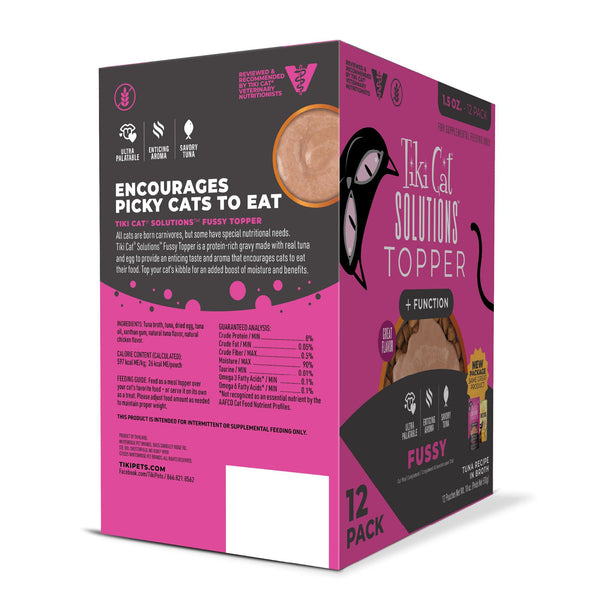 Tiki Cat Solutions Garniture Fussy Topper Thon en Bouillon multi-pack pour chat, sachet humide