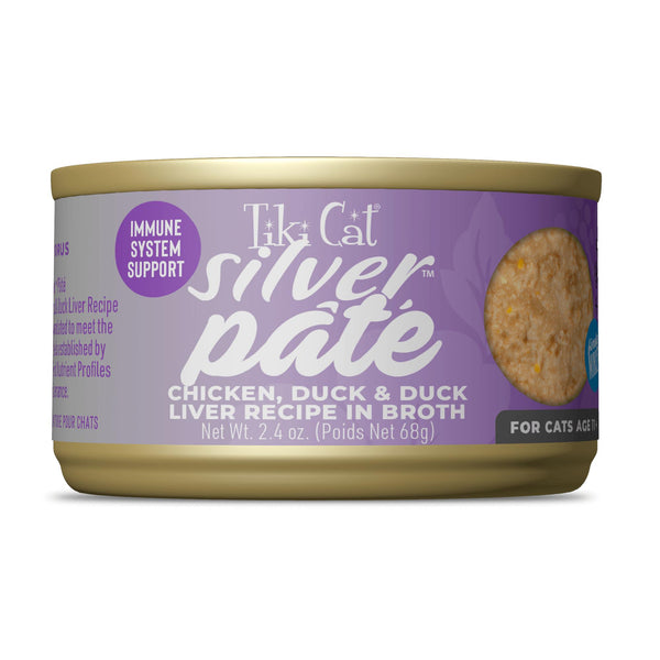 Tiki Cat Silver Pate Chicken, Duck & Duck Liver in Broth Wet Cat Food Can