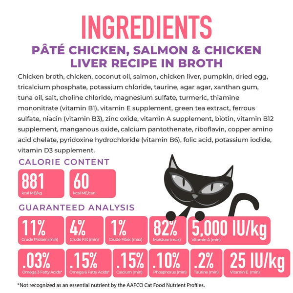 Tiki Cat Silver Pate Chicken, Salmon & Chicken Liver in Broth Wet Cat Food Can
