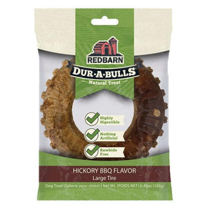 Redbarn Dur-A-Bulls Hickory BBQ Tire Dog Treats, Large
